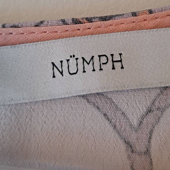 Numph Light Plush Pink Floral Crewneck Peplum Dress with Bell Sleeves - Picture 3 of 14